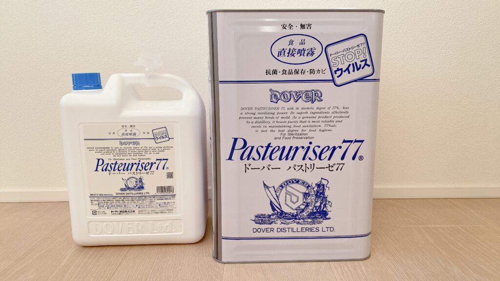 パストリーゼ5L(ポリ容器)と15kg(スチール缶)